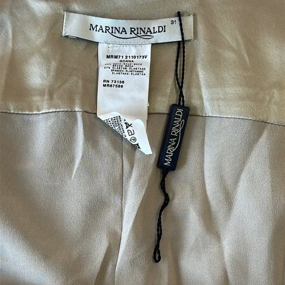 Marina Rinaldi Champagne Silk High Low Trumpet Paneled Midi Skirt Size 22 - Picture 3 of 11